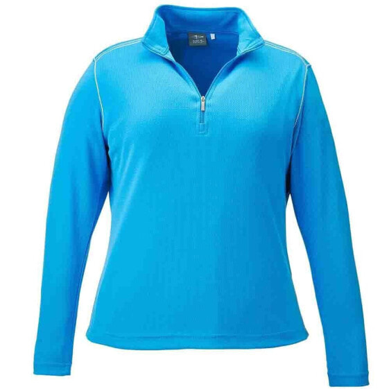 Page & Tuttle Contrast Stitch Quarter Zip Layering Pullover Womens Blue Casual A