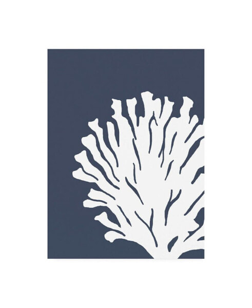 Fab Funky Corals White on Indigo Blue D Canvas Art - 19.5" x 26"
