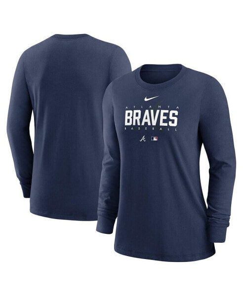 Футболка с длинным рукавом женская Nike Atlanta Braves Navy Authentic Collection Legend