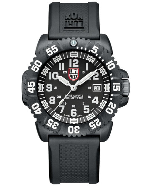 Men's Swiss Navy Seal ColorMark Black Rubber Strap Watch 44mm