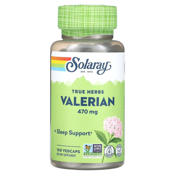 Витамины и БАДы True Herbs, Valerian 470 мг, 180 капсул - SOLARAY