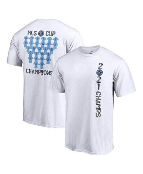 Men's White New York City FC 2021 MLS Cup Champions One Team Roster T-shirt