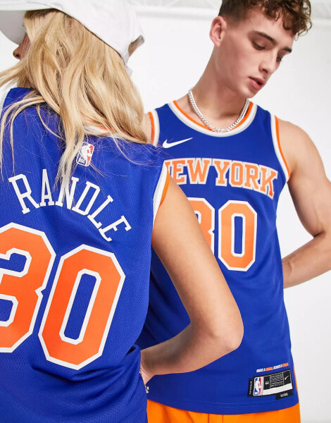 Футболка Nike Basketball NBA New York Knicks Julius Randle - Унисекс Топ-тенниска в синем цвете.