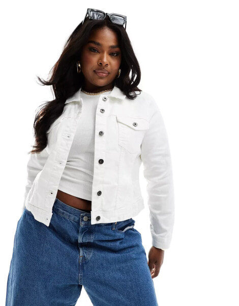 ONLY Curve denim jacket in white