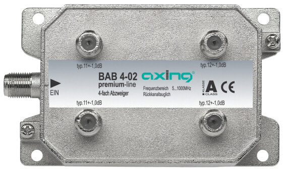 axing BAB 4-02 - Kabelsplitter - 5 - 1006 MHz - Grau - Männlich - A - F