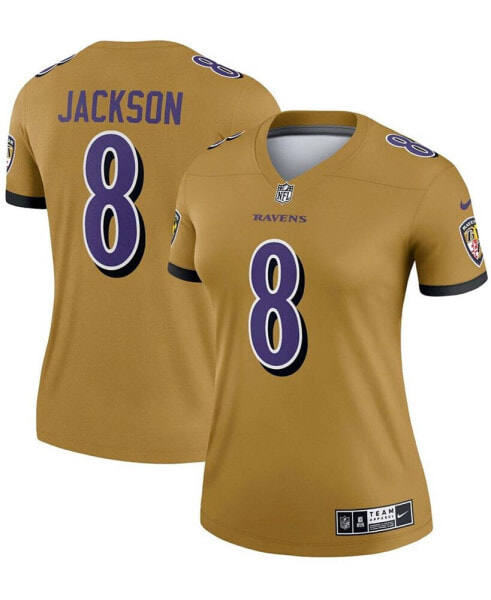 Women's Lamar Jackson Gold-Tone Baltimore Ravens Inverted Legend Jersey