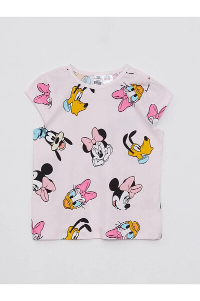 Bisiklet Yaka Kısa Kol Minnie Mouse Baskılı Kız Bebek Pijama Takımı