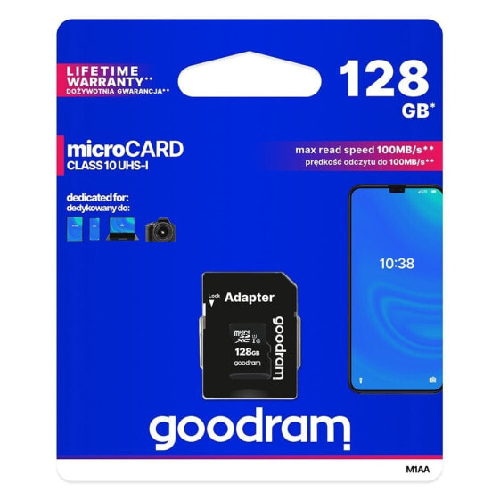 Карта памяти microSDXC GoodRam Microcard 128 ГБ UHS-I класс 10 + адаптер SD