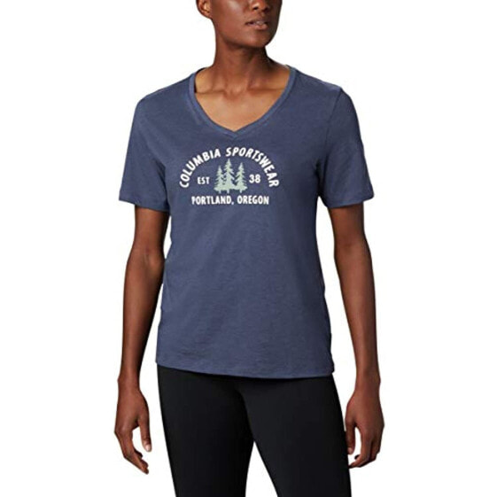 Columbia Women's Mount Rose Relaxed Tee Shirt, Nocturnal Heather/CSC Badge, 1X