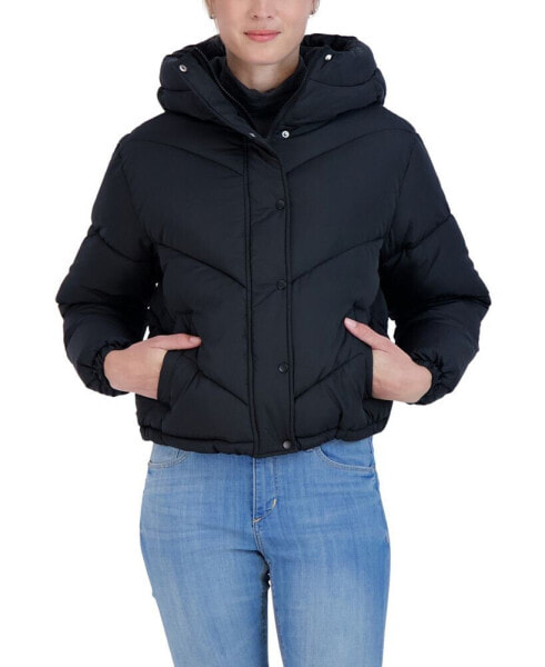 Juniors' Women ' Short Hooded Puffer Jacket