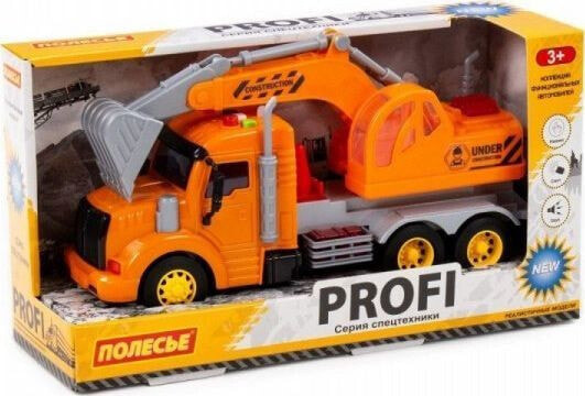 Polesie Polesie 86457 "Profi' samochód-koparka z napędem, pomarańczowy, światło, dźwięk w pudełku