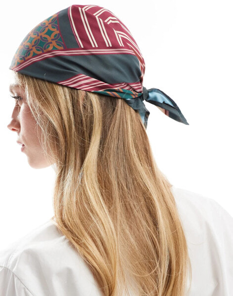 ASOS DESIGN spliced print headscarf