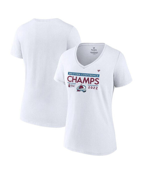 Women's White Colorado Avalanche 2022 Western Conference Champions Locker Room V-Neck T-shirt
