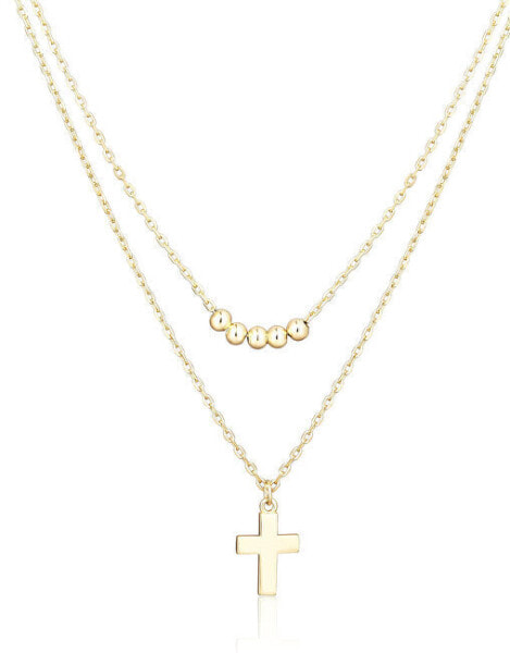 Double gold-plated cross necklace SVLN0395X61GO45