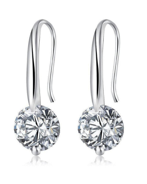 Crystal Dangle Earrings with 1.5 Carat Cubic Zirconia Stone