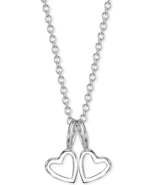 Double Heart Charms Pendant Necklace, 18"