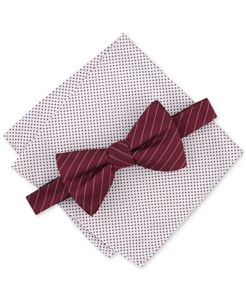 Men's Ozark Stripe Bow Tie & Dot Pocket Square Set, Created for Macy's