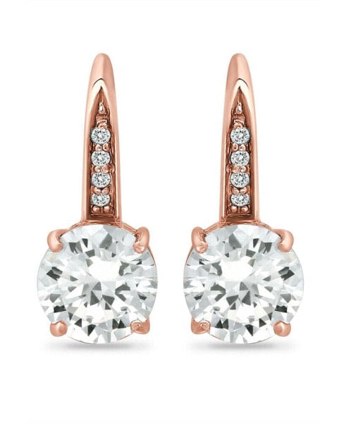 Cubic Zirconia Leverback Earrings in Sterling Silver, 18K Gold Over Sterling Silver or 18k Rose Gold Over Sterling Silver, Created for Macy's