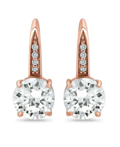 Cubic Zirconia Leverback Earrings in Sterling Silver, 18K Gold Over Sterling Silver or 18k Rose Gold Over Sterling Silver, Created for Macy's