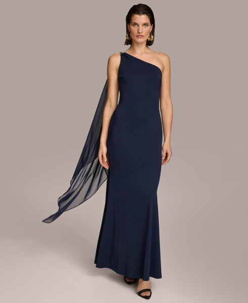 Women's Hardware-Trim One-Shoulder Gown