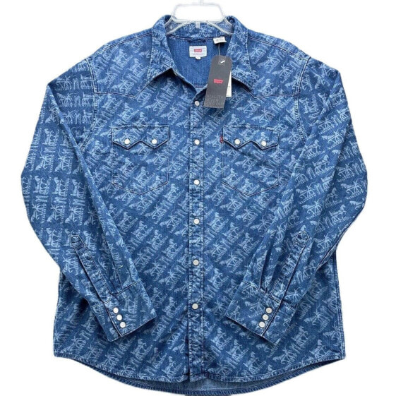 Levi's Classic Casual Denim Printed Sawtooth Western Shirt 0104