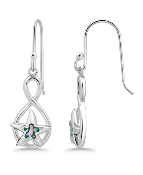 Abalone Inlay Starfish Motif Fishhook Drop Earrings