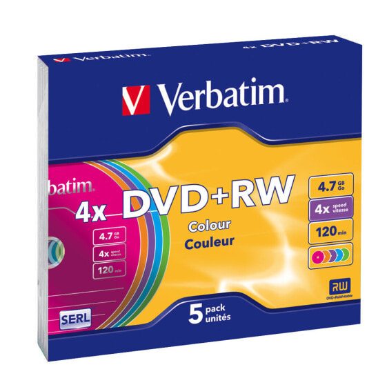 Verbatim DVD+RW Colours - DVD+RW - 120 mm - slimcase - 5 pc(s) - 4.7 GB