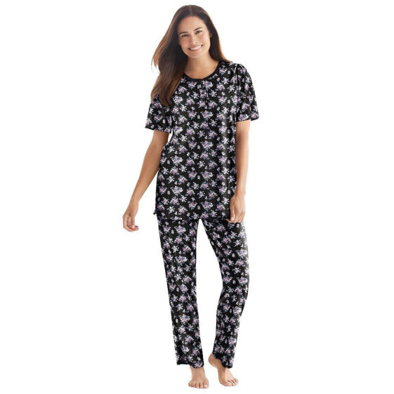 Plus Size Floral Henley PJ Set