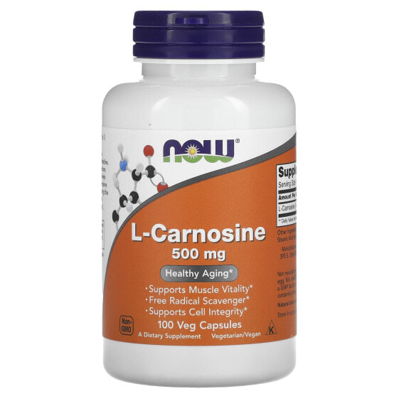 БАД Аминокислоты NOW L-Carnosine, 500 мг, 100 овощных капсул