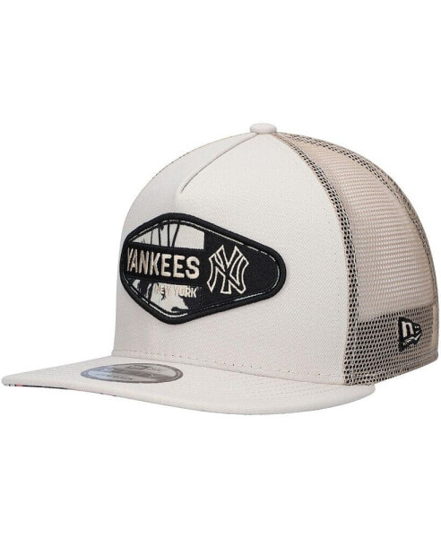 Men's Natural New York Yankees Retro Beachin' Patch A-Frame Trucker 9FIFTY Snapback Hat