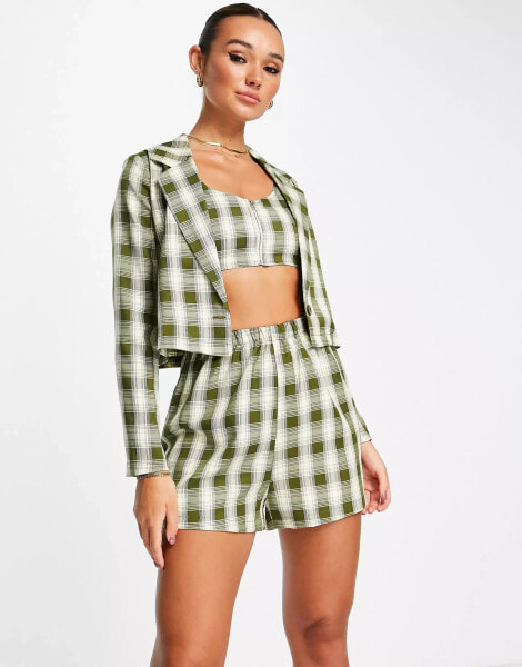 Urban Threads cropped blazer 3 piece in check