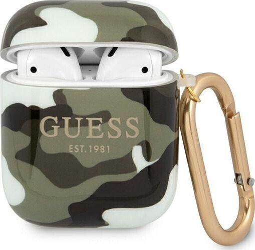 Guess Etui ochronne GUA2UCAMA Camo Collection do AirPods 1/2 zielone