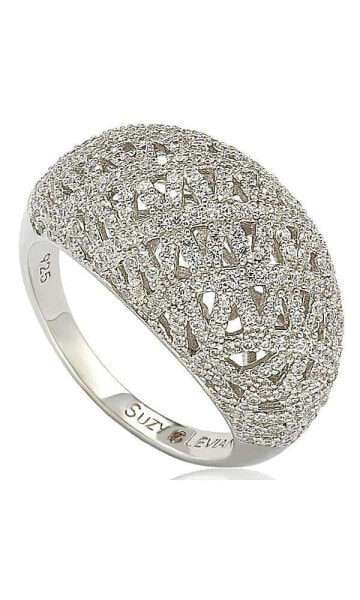 Suzy Levian Sterling Silver Cubic Zirconia Pave Interlace Ring