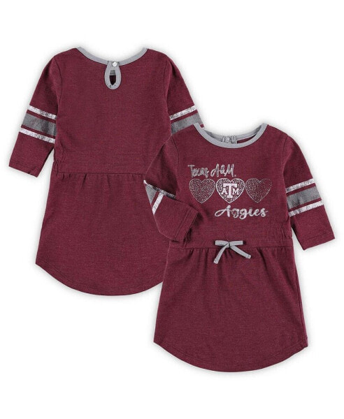 Платье для малышей Colosseum полосатое с рукавами Texas A&M Aggies, цвет малиновый