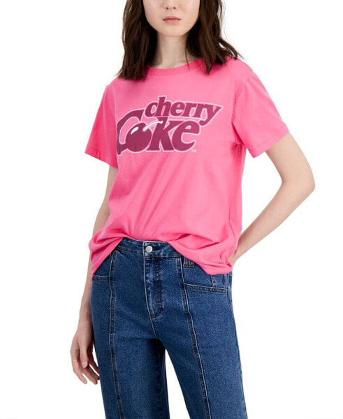 Juniors' Cotton Cherry Coke Crewneck Tee