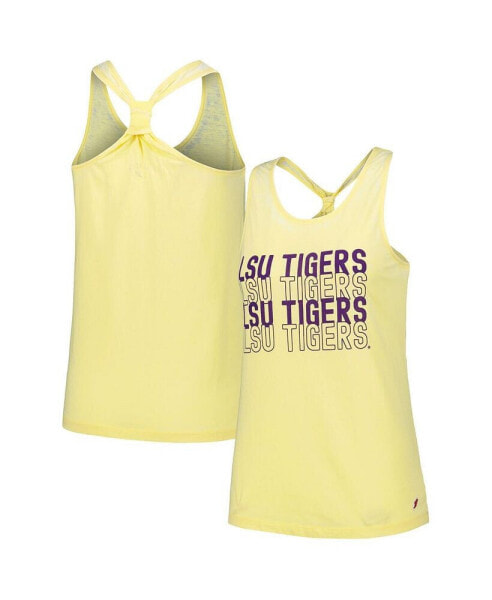 Women's Gold LSU Tigers Stacked Name Racerback Tank Top
