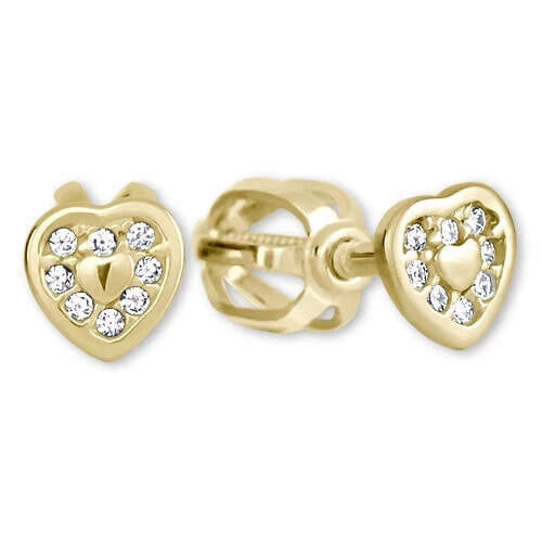 Gold Earrings Crystals hearts 239 001 00724