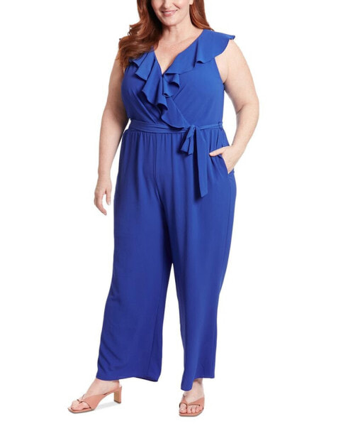 Plus Size Ruffled Sleeveless Jumpsuit