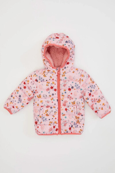 Куртка для малышей defacto Детская утепленная куртка с капюшоном и искусственным мехом