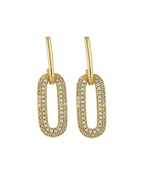 Oval Geometric Cubic Zirconia Drop Dangle Earrings