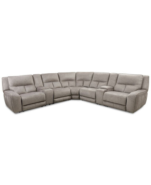 CLOSEOUT! Terrine 7-Pc. Fabric Sectional with 3 Power Motion Recliners and 2 USB Consoles, Created for Macy's