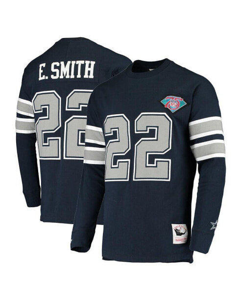 Men's Emmitt Smith Navy Dallas Cowboys Throwback Retired Player Name and Number Long Sleeve Top