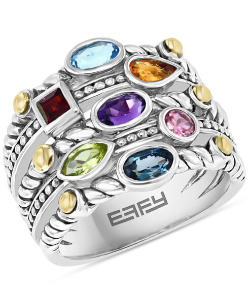 EFFY® Multi-Gemstone (1-1/3 ct. t.w.) Multi-Row Ring in Sterling Silver