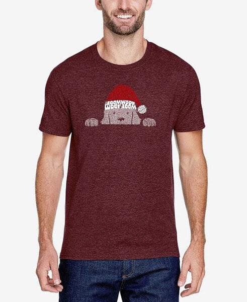 Men's Christmas Peeking Dog Premium Blend Word Art T-shirt