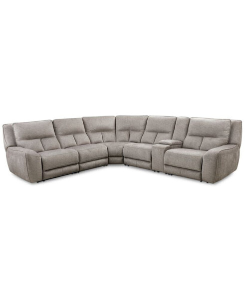 CLOSEOUT! Terrine 6-Pc. Fabric Sectional with 3 Power Motion Recliners and 1 USB Console, Created for Macy's