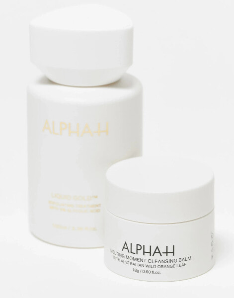 Alpha-H – Liquid Gold Exfoliating Treatment & Melting Moment Cleansing Balm – Peelende Hautpflege mit 5% Glykolsäure und Reinigungsbalsam - 21% Ersparnis