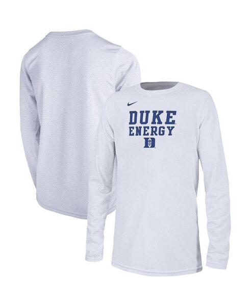 Big Boys White Duke Blue Devils 2024 On-Court Bench Energy T-shirt