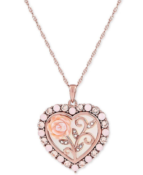 Mother of Pearl (16mm) Rose Cameo 18" Necklace in 18k Rose Gold over Sterling Silver