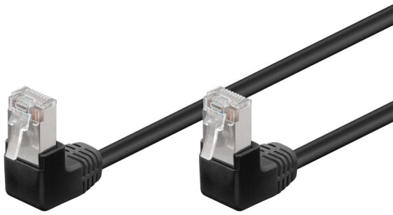 Wentronic CAT 5e Patch Cable 2x 90° Angled - F/UTP - black - 5m - 5 m - Cat5e - F/UTP (FTP) - RJ-45 - RJ-45