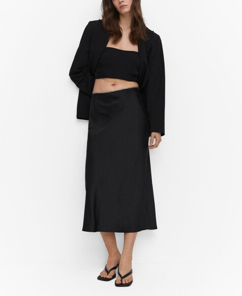 Women's Midi Satin Skirt